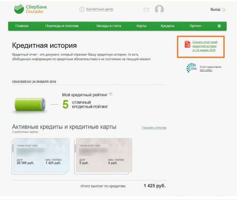 Кредитная история в Сбербанке